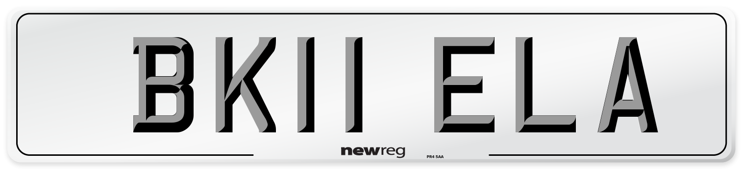 BK11 ELA Number Plate from New Reg